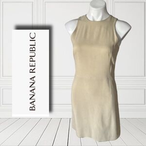Banana Republic Beige Sleeveless Silk Dress